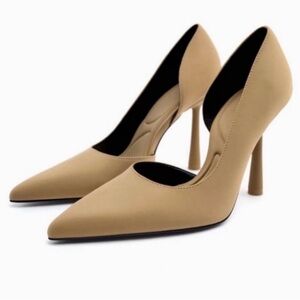 Zara Women's Beige Pointed Heels